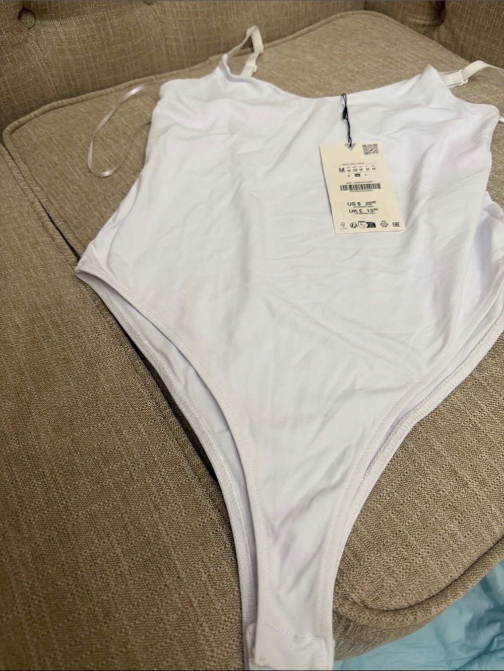 ZARA White Spaghetti-Strap Bodysuit - Picture 3 of 5